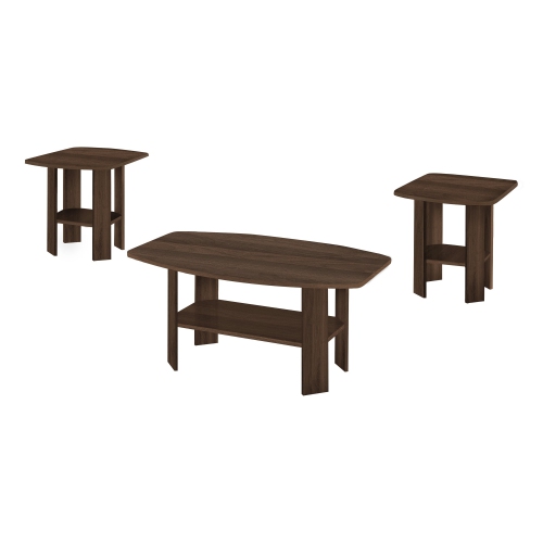 Monarch Specialties I 7872P Table Set - 3pcs Set / Dark Walnut