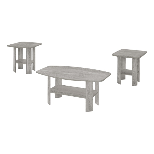 Monarch Specialties I 7870P Table Set - 3pcs Set / Industrial Grey