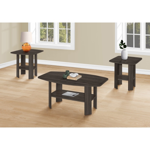 MONARCH SPECIALTIES  I 7873P Table Set - 3PCs Set / Oak In Brown