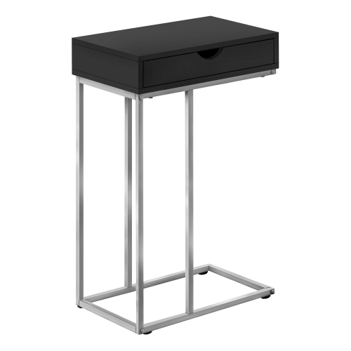 Monarch Specialties I 3773 Accent Table - 25"H / Black / Silver Metal