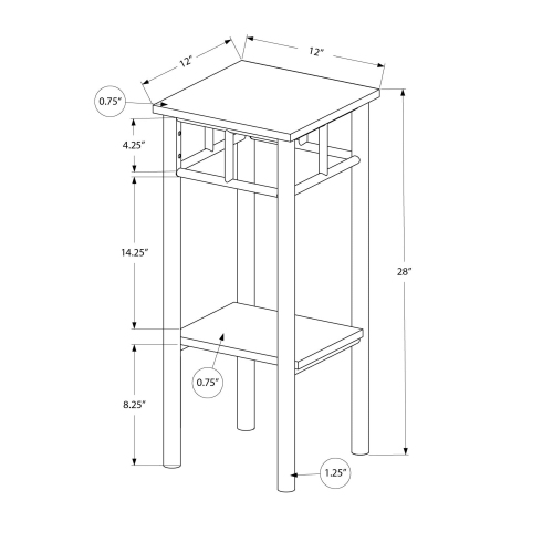 Monarch Specialties I 3279 Accent Table - 28"H / White / White Metal