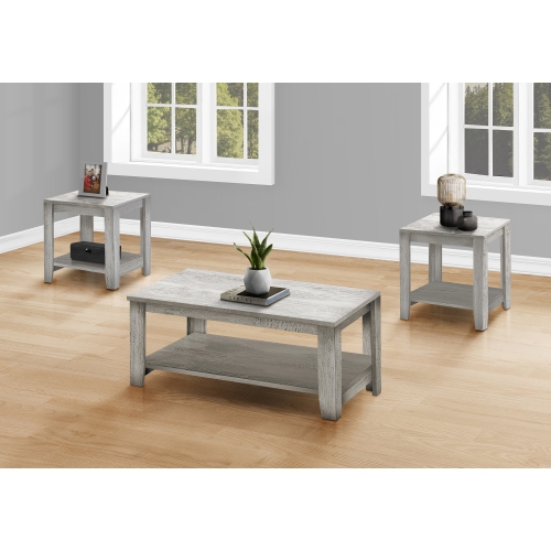 MONARCH SPECIALTIES  I 7880P Table Set - 3PCs Set / Industrial In Grey