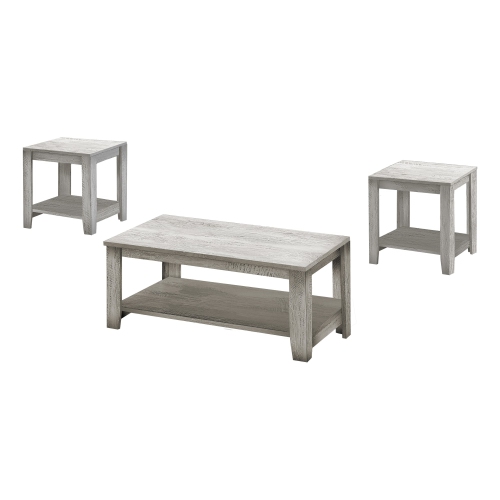 Monarch Specialties I 7880P Table Set - 3pcs Set / Industrial Grey
