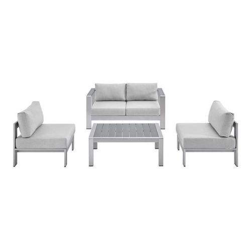 MODWAY  Shore Sunbrella 4-Piece Fabric Outdoor Patio Set In In Gray
