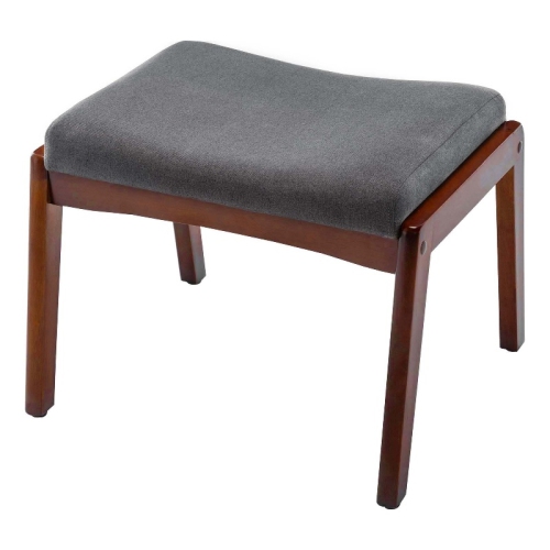 Designs4Comfort Natalie Accent Ottoman Stool in Gray Fabric and Espresso Wood