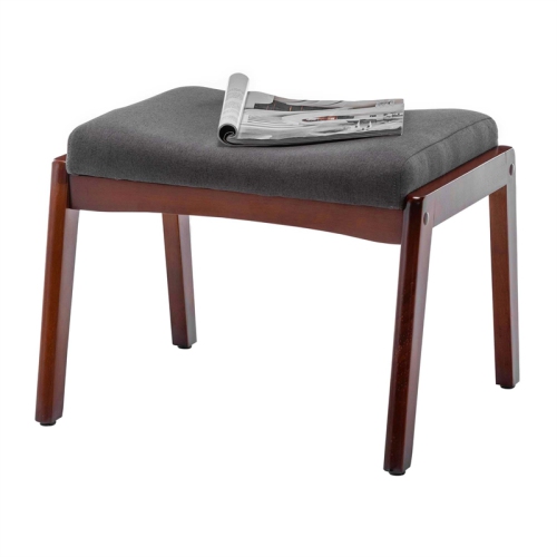 Designs4Comfort Natalie Accent Ottoman Stool in Gray Fabric and Espresso Wood