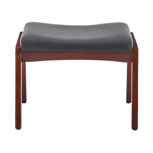 Designs4Comfort Natalie Accent Ottoman Stool in Gray Fabric and Espresso Wood