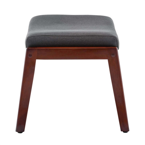 Designs4Comfort Natalie Accent Ottoman Stool in Gray Fabric and Espresso Wood
