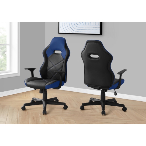 MONARCH SPECIALTIES  I 7328 Office Chair - Gaming / Black / Leather-Look In Blue