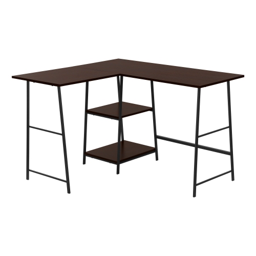 Monarch Specialties I 7590 Computer Desk - 48"L / Espresso Top / Black Metal Corner