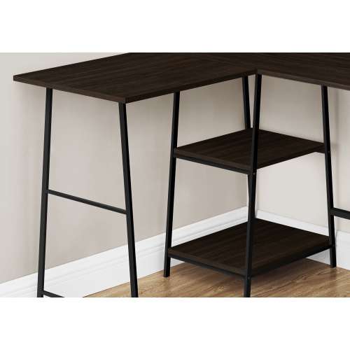 Monarch Specialties I 7590 Computer Desk - 48"L / Espresso Top / Black Metal Corner