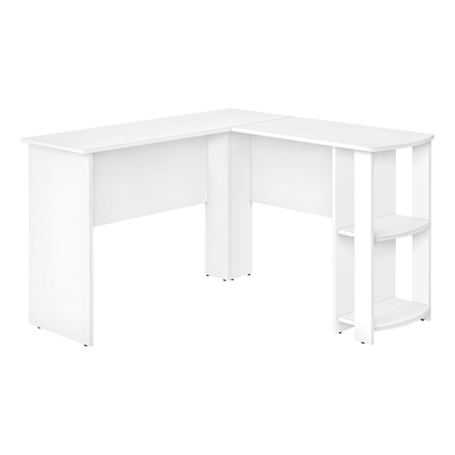 Monarch Specialties I 7723 Computer Desk - White L-shaped Corner / 2 Shelves