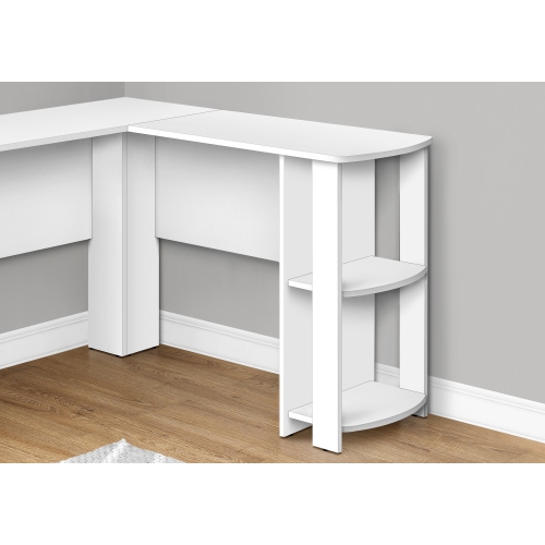 Monarch Specialties I 7723 Computer Desk - White L-shaped Corner / 2 Shelves