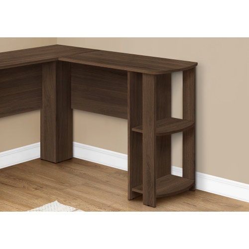 Monarch Specialties I 7721 Computer Desk - Dark Walnut L-shaped Corner / 2 Shelves