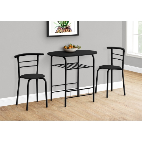 MONARCH SPECIALTIES  I 1208 Dining Set - 3PCs Set / Top / Metal In Black
