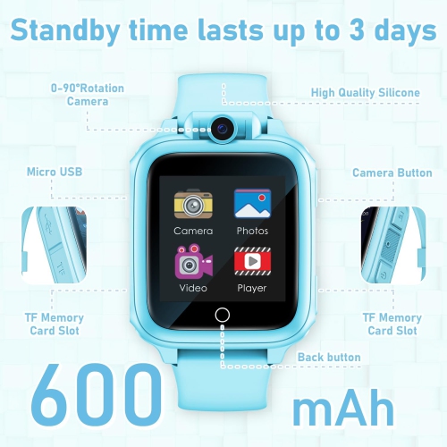 Kids Smart Watch with 26 Games, Camera, Video Recorder, Music, Alarm, Calculator, Calendar, Flashlight, Stopwatch, and Pedometer – Fun Birthday Gift