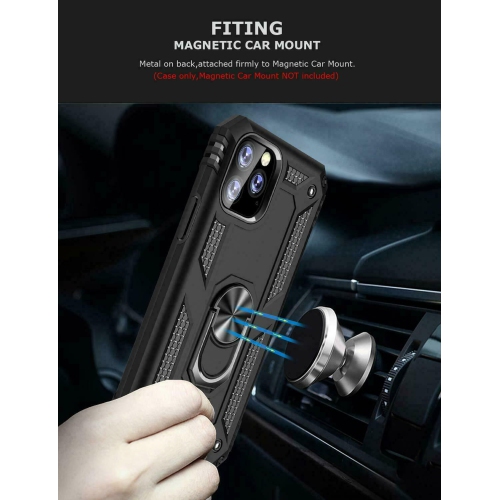 SuperShield Anti-Drop Rubberized Hybrid Magnetic Kickstand Shockproof Case with 360 Rotating Ring Holder for Apple iPhone 14 Pro Max -Black
