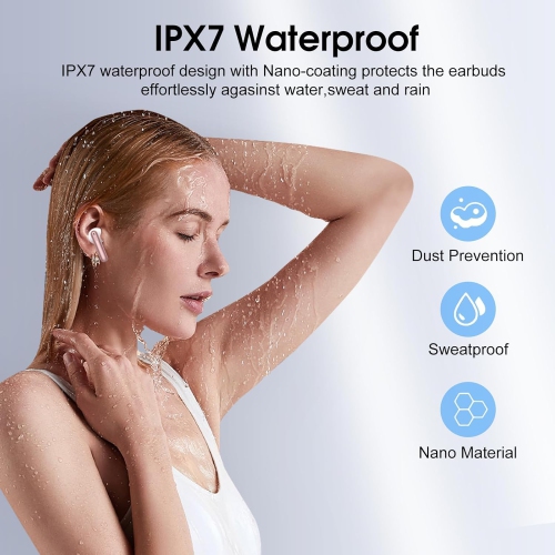 2025 New Bluetooth Rose Gold 5.4 Wireless Earbuds – Mini HiFi Stereo, 4 ENC Noise Cancelling Mics, 40H Battery, USB-C, IP7 Waterproof – Ideal for