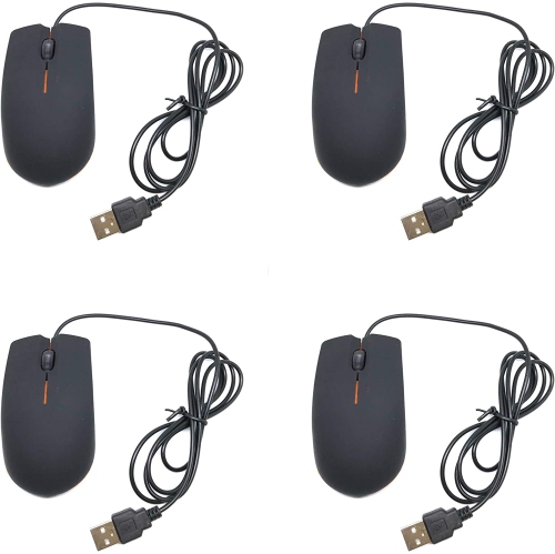 - Wired 3 Button Optical Computer Mouse - 4 Pack - Bulk Computer Mice