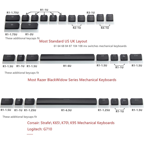 Keycaps PBT Backlit Doubleshot Cherry MX Pudding Keycap Set OEM Profile Translucent with Keycap Puller for US UK Layout 61 68 84 87 104 108 MX