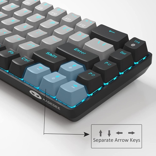 Portable 60% Mechanical Gaming Keyboard, MK-Box LED Backlit Compact 68 Keys Mini Wired Office Keyboard with Blue Switch for Windows Laptop PC Mac -