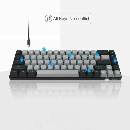 Portable 60% Mechanical Gaming Keyboard, MK-Box LED Backlit Compact 68 Keys Mini Wired Office Keyboard with Blue Switch for Windows Laptop PC Mac -