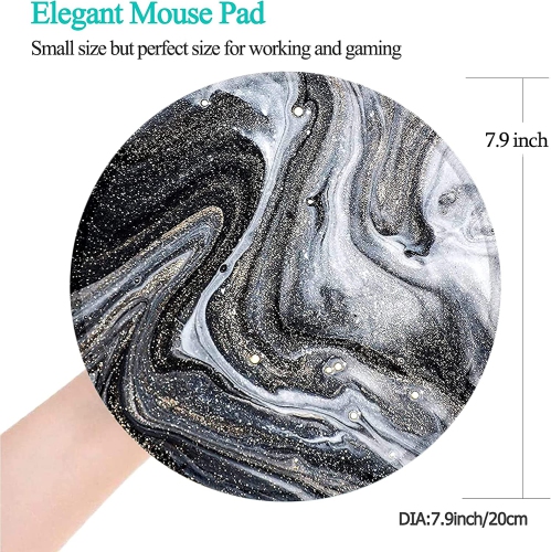 Mouse Pad, Non-Slip Rubber Base Mousepad with Stitched Edge,Abstract Marble Pattern Gaming Round Mouse Pads, Waterproof Office Mouse Pad, Small Size