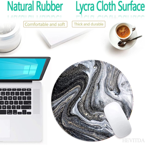 Mouse Pad, Non-Slip Rubber Base Mousepad with Stitched Edge,Abstract Marble Pattern Gaming Round Mouse Pads, Waterproof Office Mouse Pad, Small Size