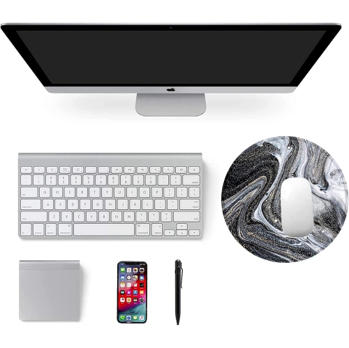 Mouse Pad, Non-Slip Rubber Base Mousepad with Stitched Edge,Abstract Marble Pattern Gaming Round Mouse Pads, Waterproof Office Mouse Pad, Small Size