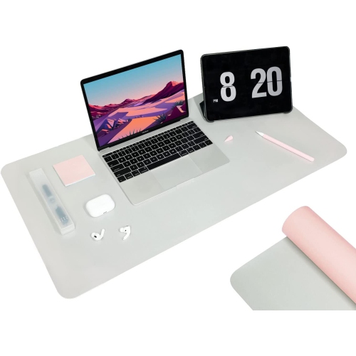 Desk Pad, Large Office Mouse Mat 31.5'' x 15.7'', Waterproof PU Leather Mouse Pad, Dual Side Desk Blotter Protector, Non-Slip Laptop Desk Writing Mat