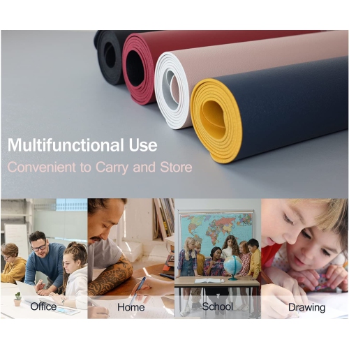 Desk Pad, Large Office Mouse Mat 31.5'' x 15.7'', Waterproof PU Leather Mouse Pad, Dual Side Desk Blotter Protector, Non-Slip Laptop Desk Writing Mat