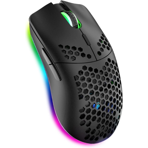 Wireless Gaming Mouse,Computer Mouse with Honeycomb Shell,11 RGB Backlit,3,400 DPI,6 Programmed Buttons,USB Receiver,Power Saving,Wireless Mouse for