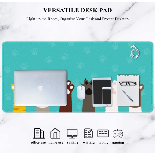 Large Mouse Pad, Full Desk XXL Extended Gaming Mouse Pad 35' X 15', Waterproof Desk Mat with Stitched Edge, Non-Slip Laptop Computer Keyboard