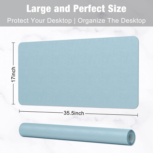 Desk Pad, 35.5' x 17' PU Leather Desk Mat, M Extended Mouse Pad, Waterproof Desk Blotter Protector, Ultra Thin Large Laptop Keyboard Mat, Non-Slip