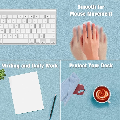 Desk Pad, 35.5' x 17' PU Leather Desk Mat, M Extended Mouse Pad, Waterproof Desk Blotter Protector, Ultra Thin Large Laptop Keyboard Mat, Non-Slip