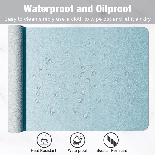 Desk Pad, 35.5' x 17' PU Leather Desk Mat, M Extended Mouse Pad, Waterproof Desk Blotter Protector, Ultra Thin Large Laptop Keyboard Mat, Non-Slip