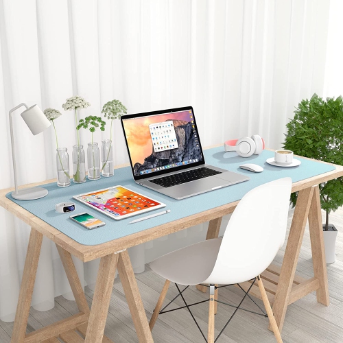Desk Pad, 35.5' x 17' PU Leather Desk Mat, M Extended Mouse Pad, Waterproof Desk Blotter Protector, Ultra Thin Large Laptop Keyboard Mat, Non-Slip