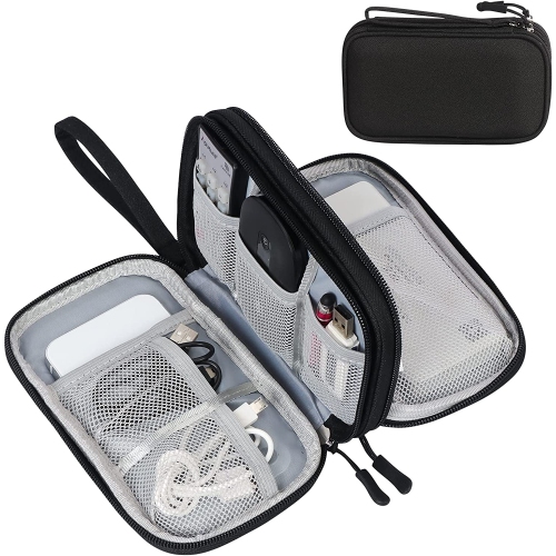 DOLAER  Travel Electronics Organizer, Cable Organizer Bag Electronics Accessories Carrying Case Doubel Layer Portable All-In-One Storage Bag For