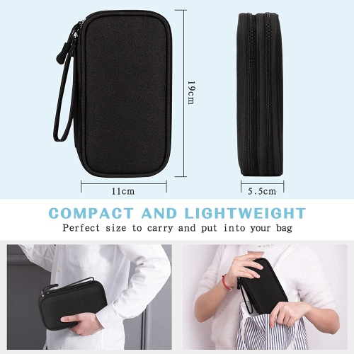 Travel Electronics Organizer, Cable Organizer Bag Electronics Accessories Carrying Case Doubel Layer Portable All-in-One Storage Bag for Cables, SD