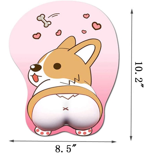 Mouse Pad with Wrist Support Gel Ergonomic 3D Mouse Pad Anime Corgi Dog Mousepad Gaming Mouse Mat for PC Laptops