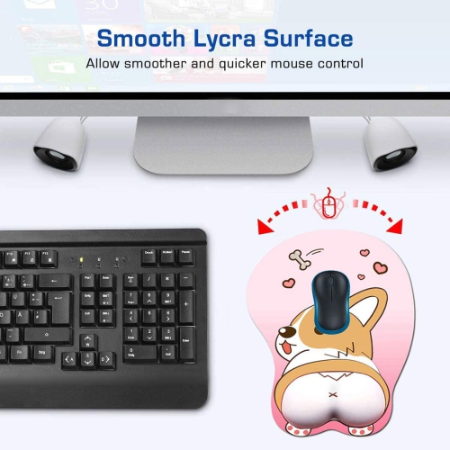 Mouse Pad with Wrist Support Gel Ergonomic 3D Mouse Pad Anime Corgi Dog Mousepad Gaming Mouse Mat for PC Laptops