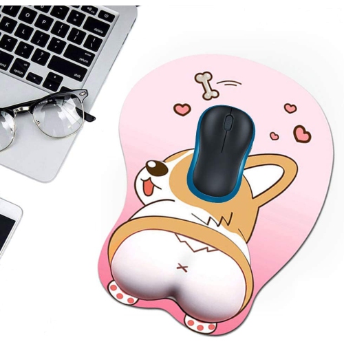 Mouse Pad with Wrist Support Gel Ergonomic 3D Mouse Pad Anime Corgi Dog Mousepad Gaming Mouse Mat for PC Laptops