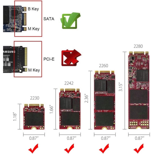 2.5 Inch SATA to M2 NGFF SSD Enclosure Converter Internal/External Adapter