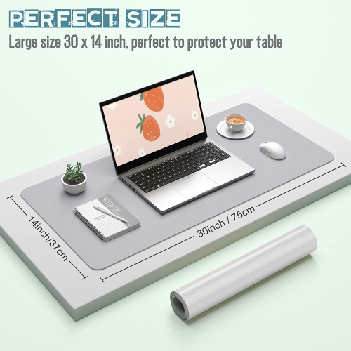 Desk Pad, 30' x 14' Dual Side PU Leather Large Mouse Pad, Desk Protector, Desk Mat for Desktop, Desk Accessories for Women Office, Desk Supplies for