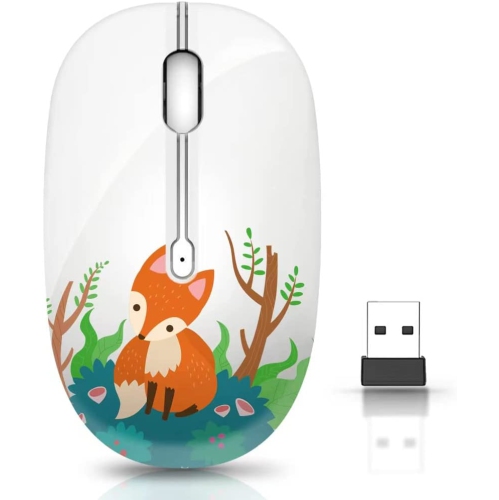 Wireless Mouse with Nano Receiver for PC,Laptop,Notebook,Computer,MacBook,Less Noise,Portable Mobile Optical Mice.(Fox),M101