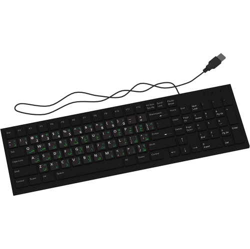 Universal English-Arabic Keyboard Stickers 2 PCS Replacement Ergonomic Cyrillic None Transparent PC Large Green Lettering Black Background for