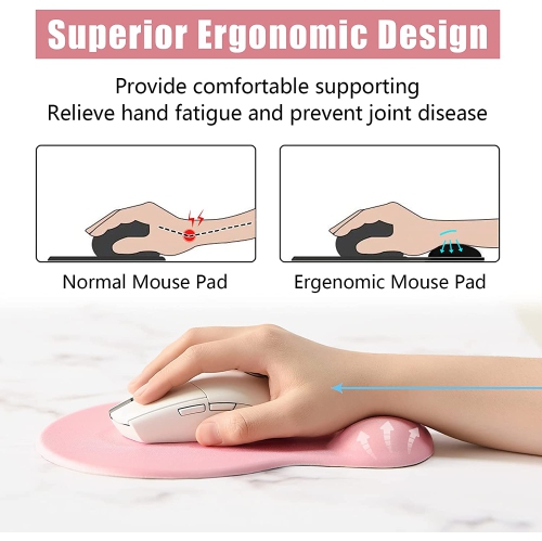 Ergonomic Mouse Pad with Wrist Rest Support, Gel Mouse Pads with Non-Slip PU Base, Pain Relief Memory Foam Mousepad for Laptop PC, Cute Office