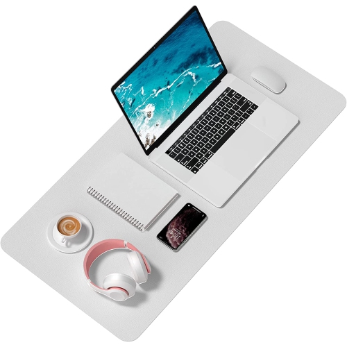 Desk Pad, 35.5' x 17' PU Leather Desk Mat, M Extended Mouse Pad, Waterproof Desk Blotter Protector, Ultra Thin Large Laptop Keyboard Mat, Non-Slip