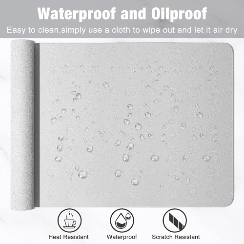Desk Pad, 35.5' x 17' PU Leather Desk Mat, M Extended Mouse Pad, Waterproof Desk Blotter Protector, Ultra Thin Large Laptop Keyboard Mat, Non-Slip
