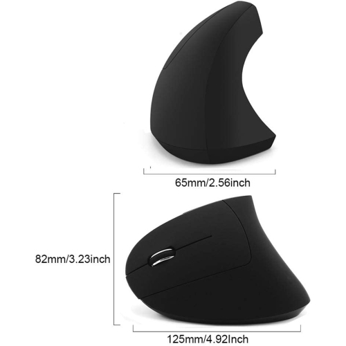 Left-Handed Mouse, Rechargeable 2.4G Wireless Ergonomic Vertical Mice with USB Receiver, 6 Buttons and 3 Adjustable DPI 800/1200/1600 for Laptop